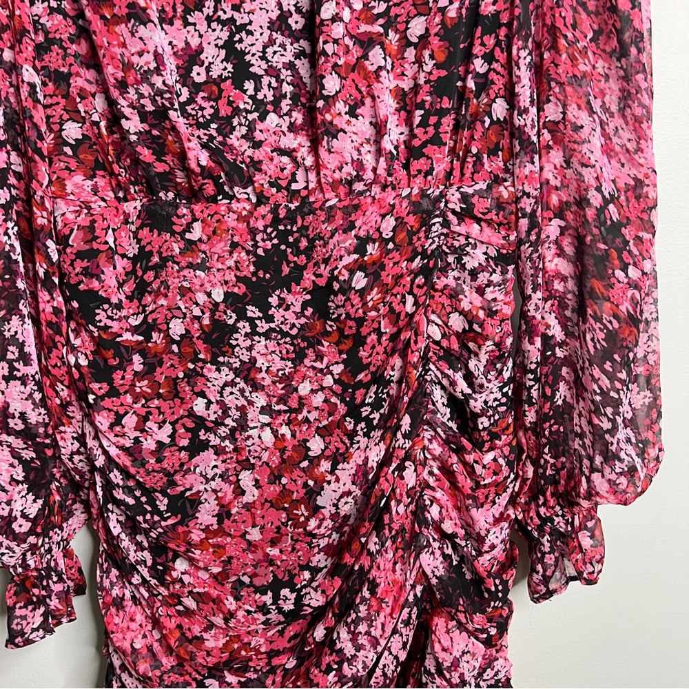 LUSH Floral Chiffon Long Sleeve Dress, Size M, Open Back Elegance! - Picture 14 of 15
